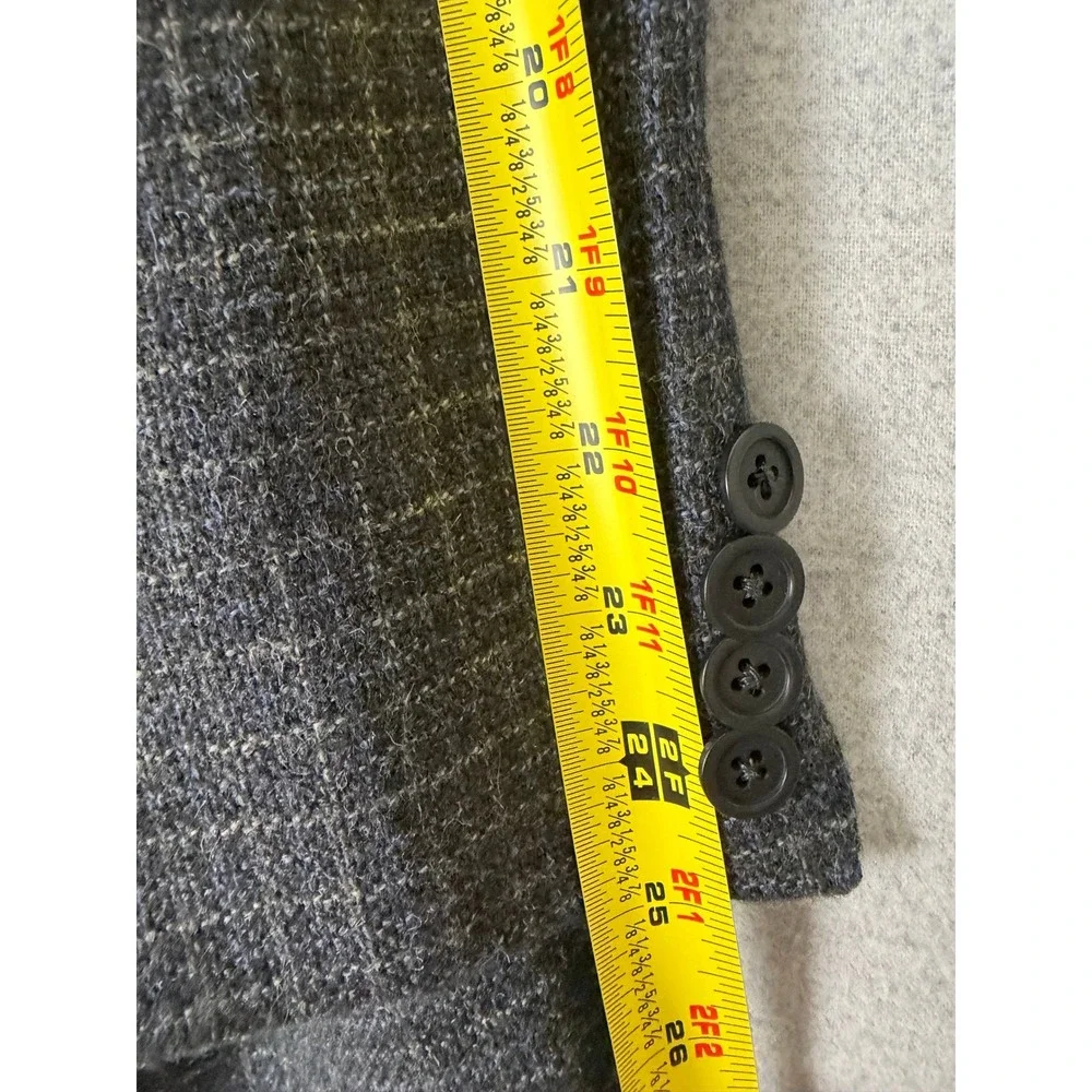 Southwick Mens 42L Sport Coat Blazer Grey Blue Micro Check USA Made